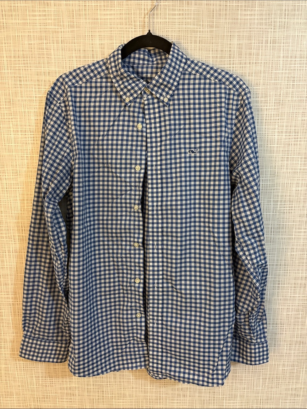 Vineyard Vines Blue and White Gingham Button-Down Performance Shirt